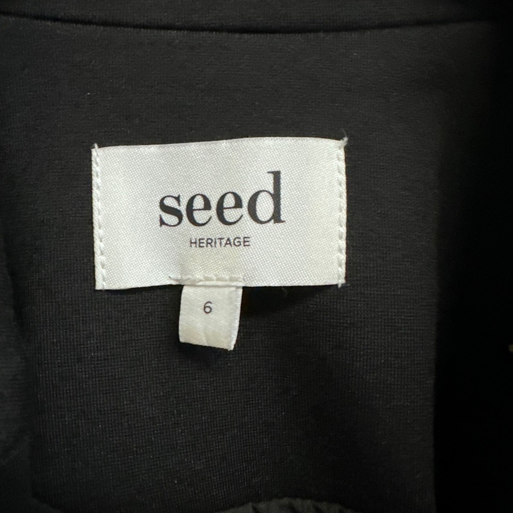 Seed Heritage classic Black Blazer Jacket Size 6 minimalist stretch career suit - Picture 2 of 4